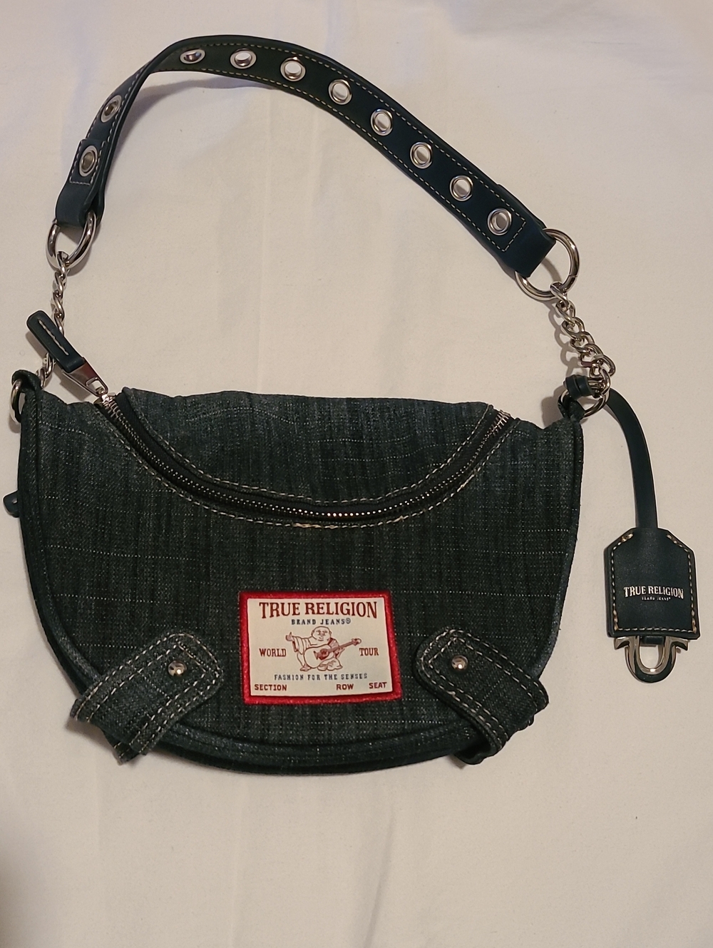 True Religion Denim Hobo Shoulder Bag Chain, Blue Jean Like New Purse